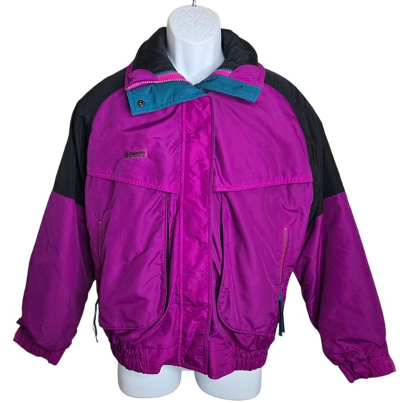 Retro Columbia Powder Keg 90s Jacket Magenta Ski Snowboard Winter Coat M - Picture 1 of 16